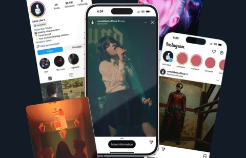 Creative collage of Instagram screens from the account “Some Like It,” showcasing music, film, and photography content for a Texas-based production studio.