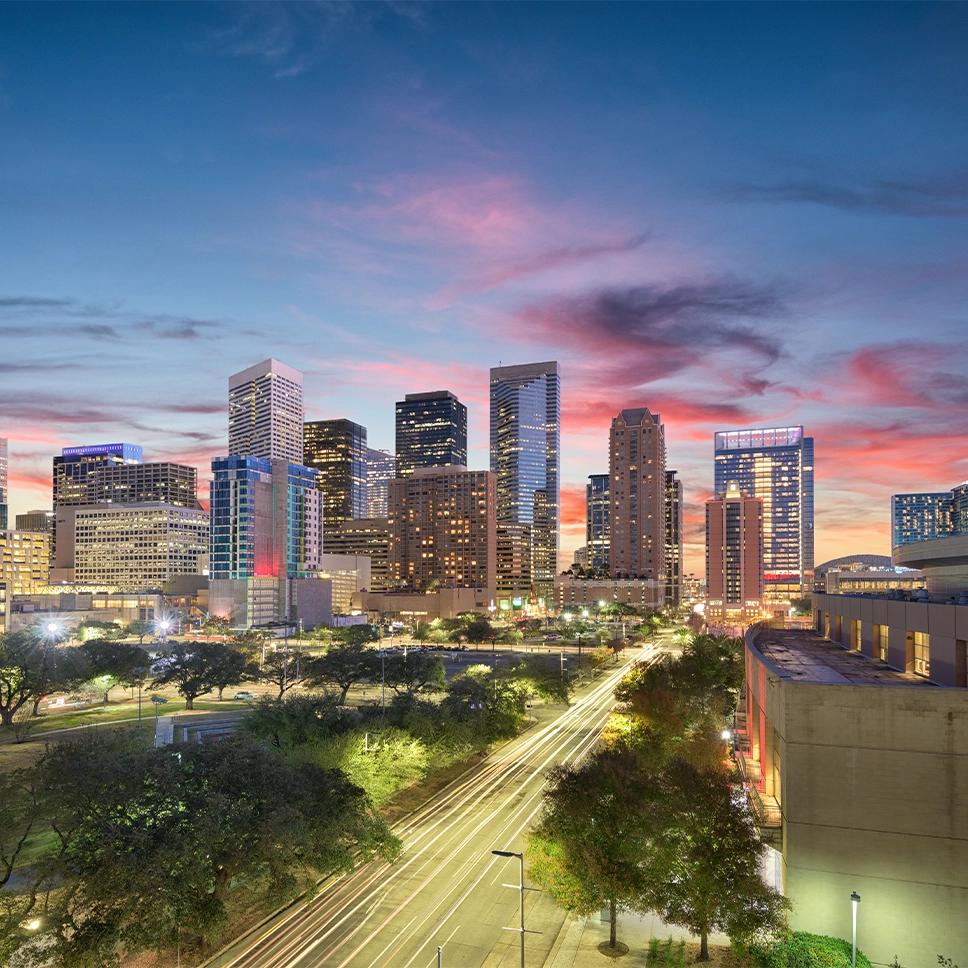 Houston Texas City Skyline at sunset